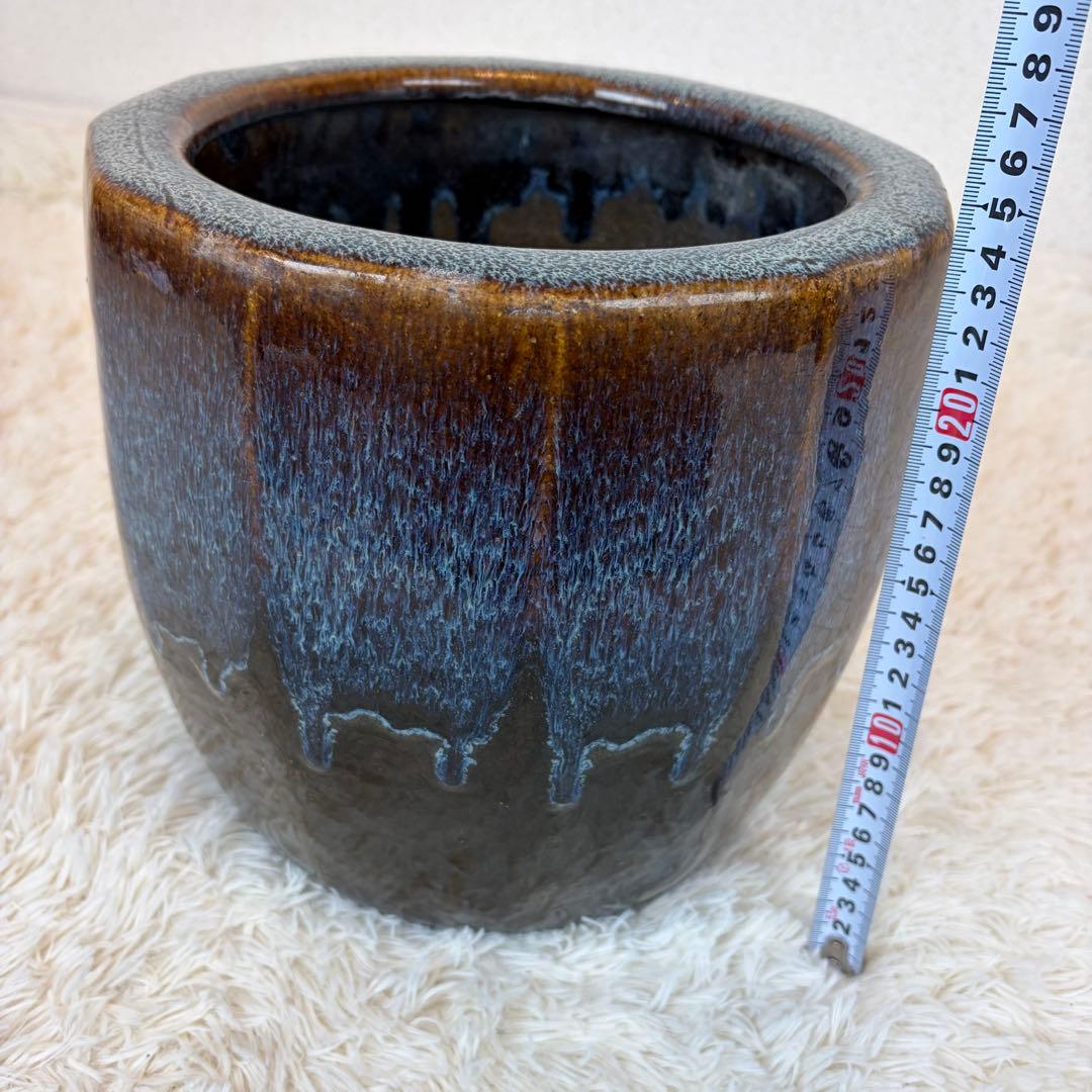 海鼠釉 火鉢 植木鉢 睡蓮鉢 メダカ鉢 鉢カバー 昭和レトロ アンティーク 陶器