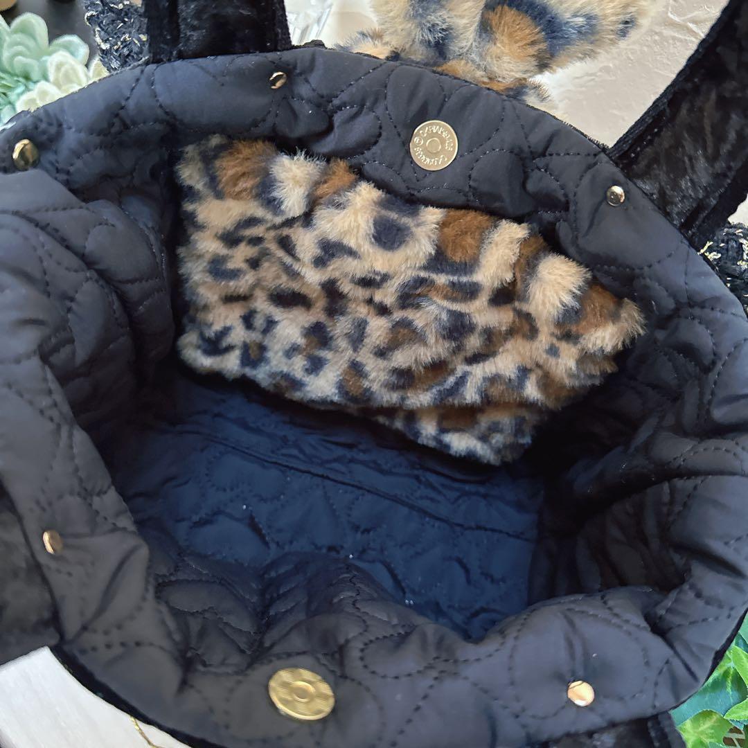 さ*ー様 コヤンイサムチョン♡豹柄うさリトルサンダーちゃんのベルベットトートバッ