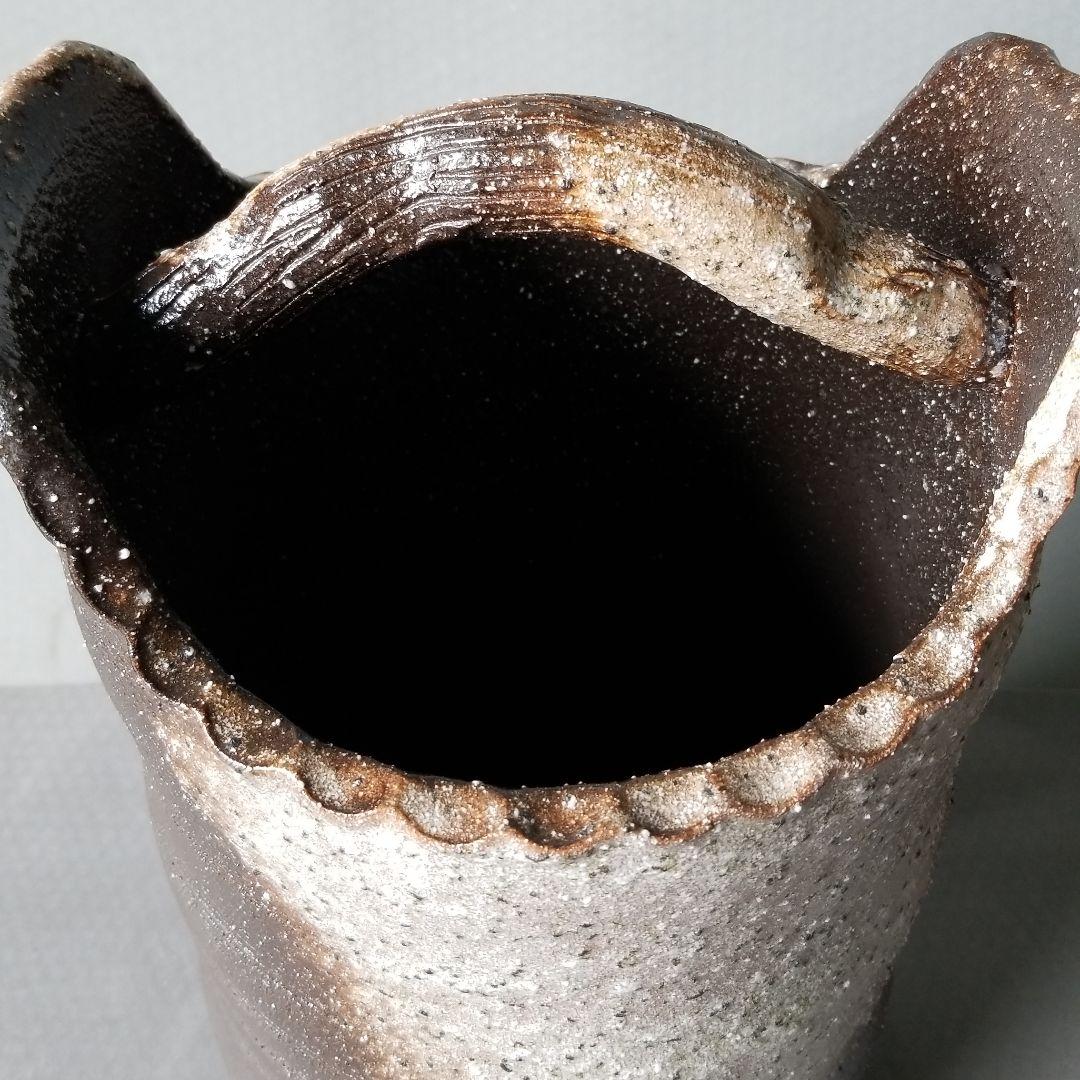 信楽焼傘立て  手付き窯変 高さ４２cm