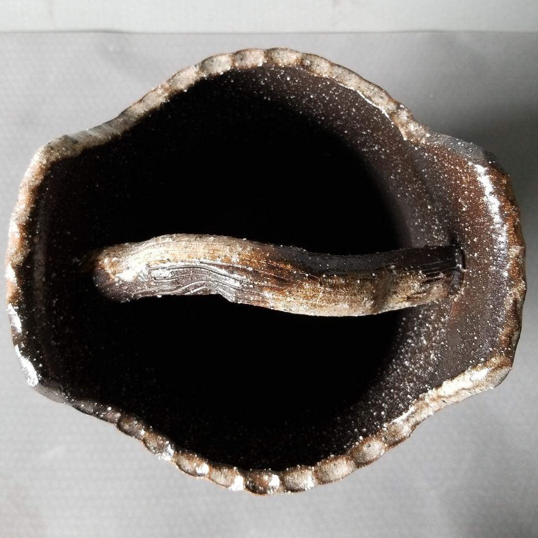 信楽焼傘立て  手付き窯変 高さ４２cm