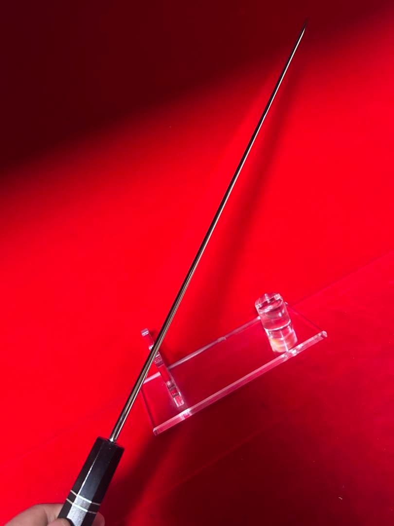 包丁　マグロ包丁　先丸型　尺三　鬼反り　鏡面仕上げ　切味抜群　箱付　未使用品