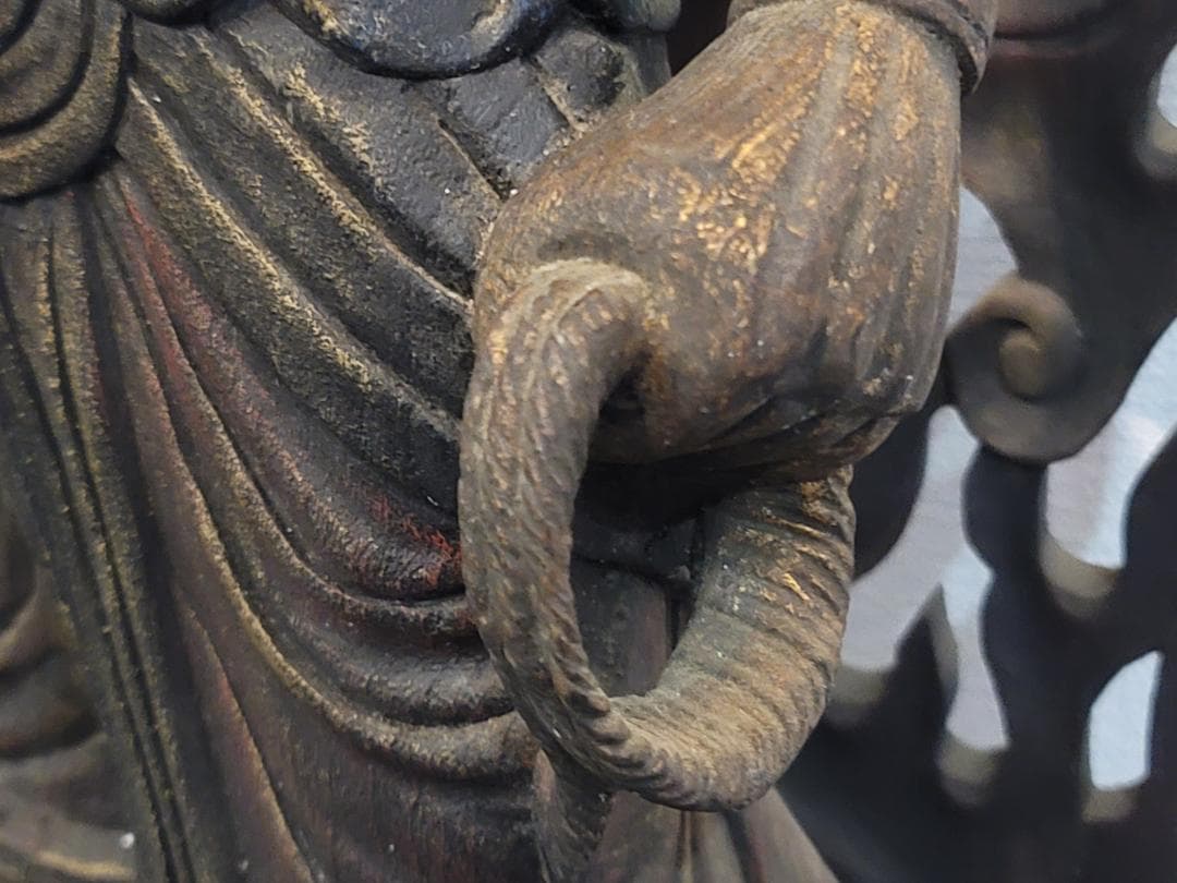 DT595 古い 木彫 不動明王像 95cm 迫力ある逸品