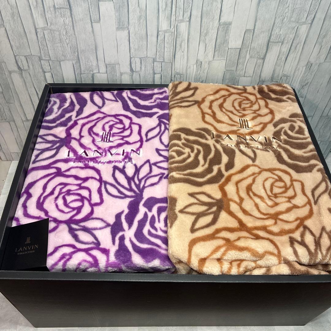 ランバン 薔薇柄　ニューマイヤー 毛布