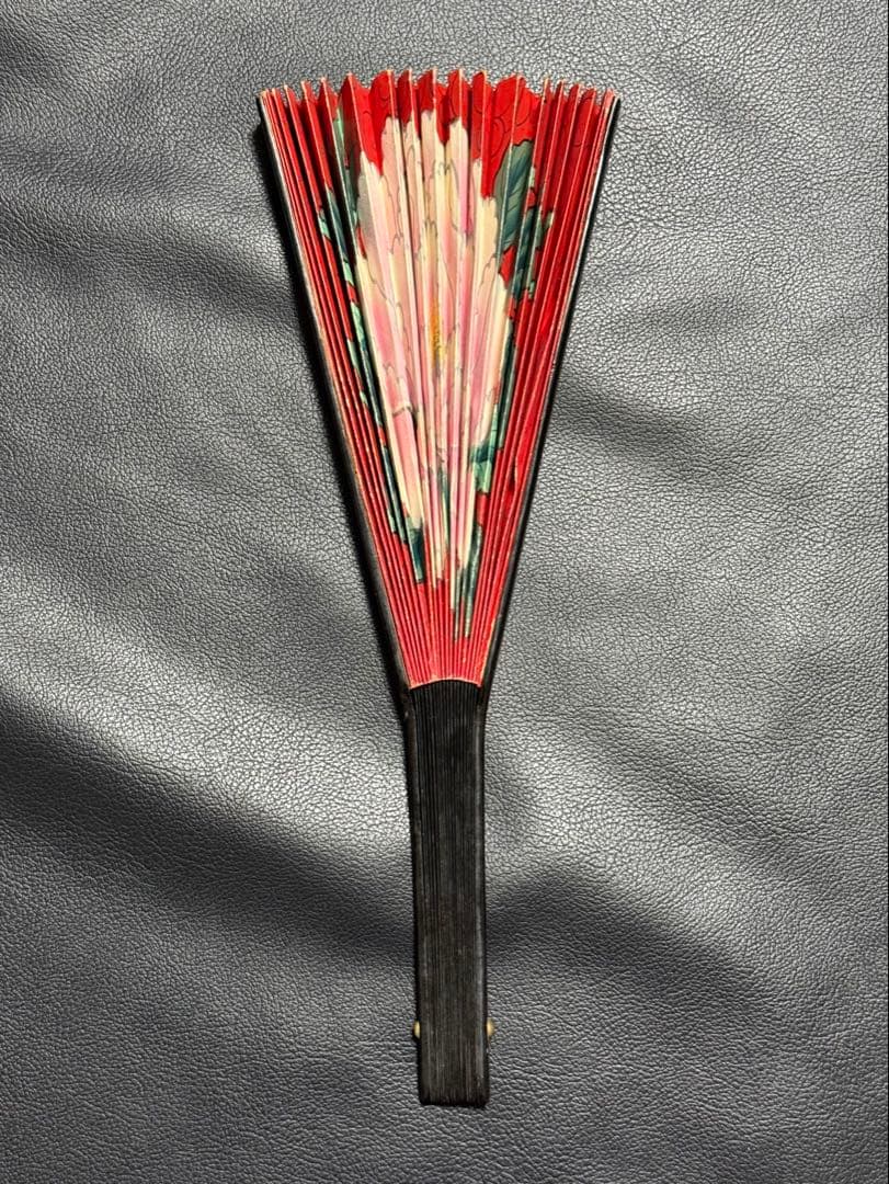 扇子　33cm 十松屋福井扇舗　勝修羅扇　旭日老松図　桐箱　仕舞扇　能楽　着物