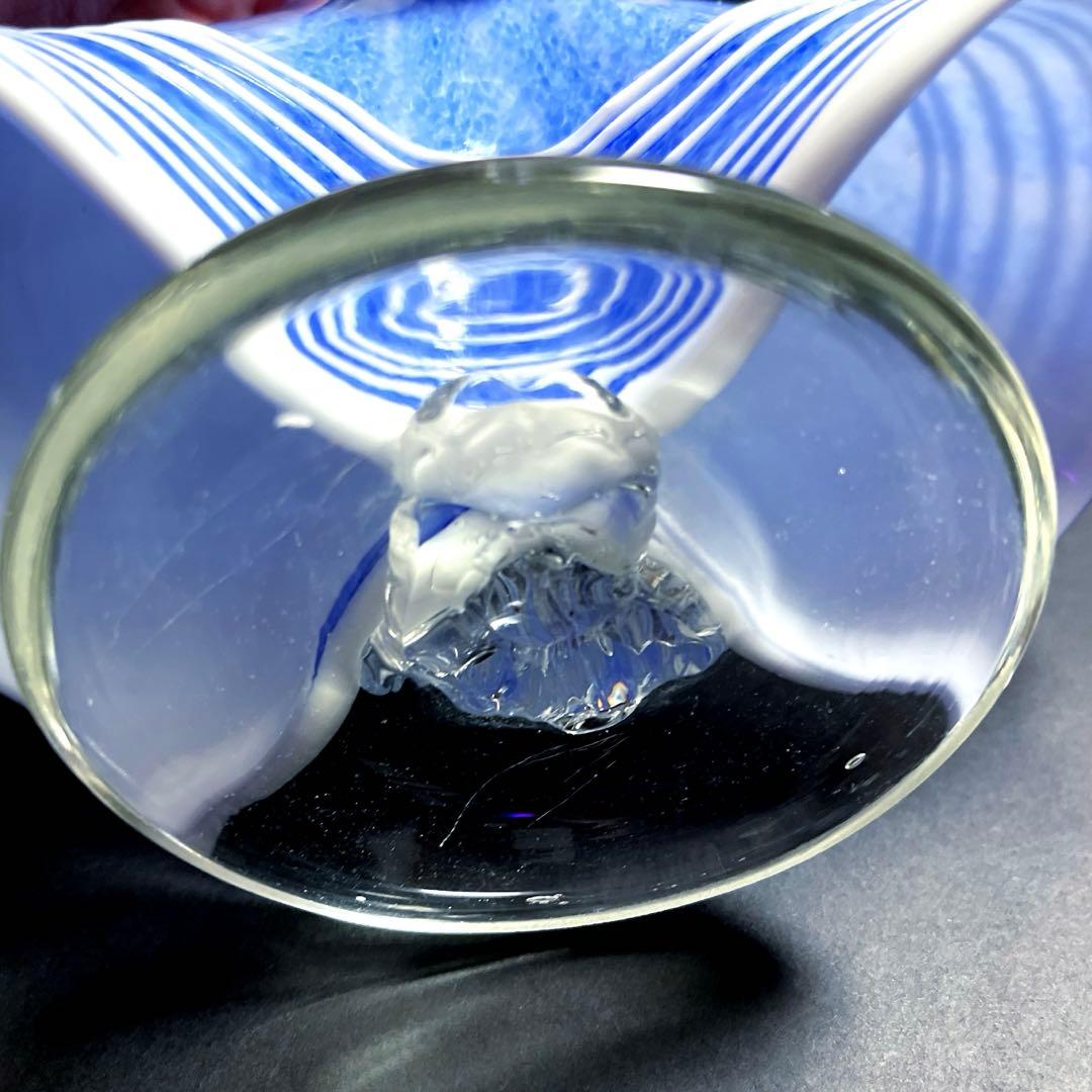 ムラーノ　ベネチアングラス　金彩付き　ブルーガラス人形　ペア　フィギュリン