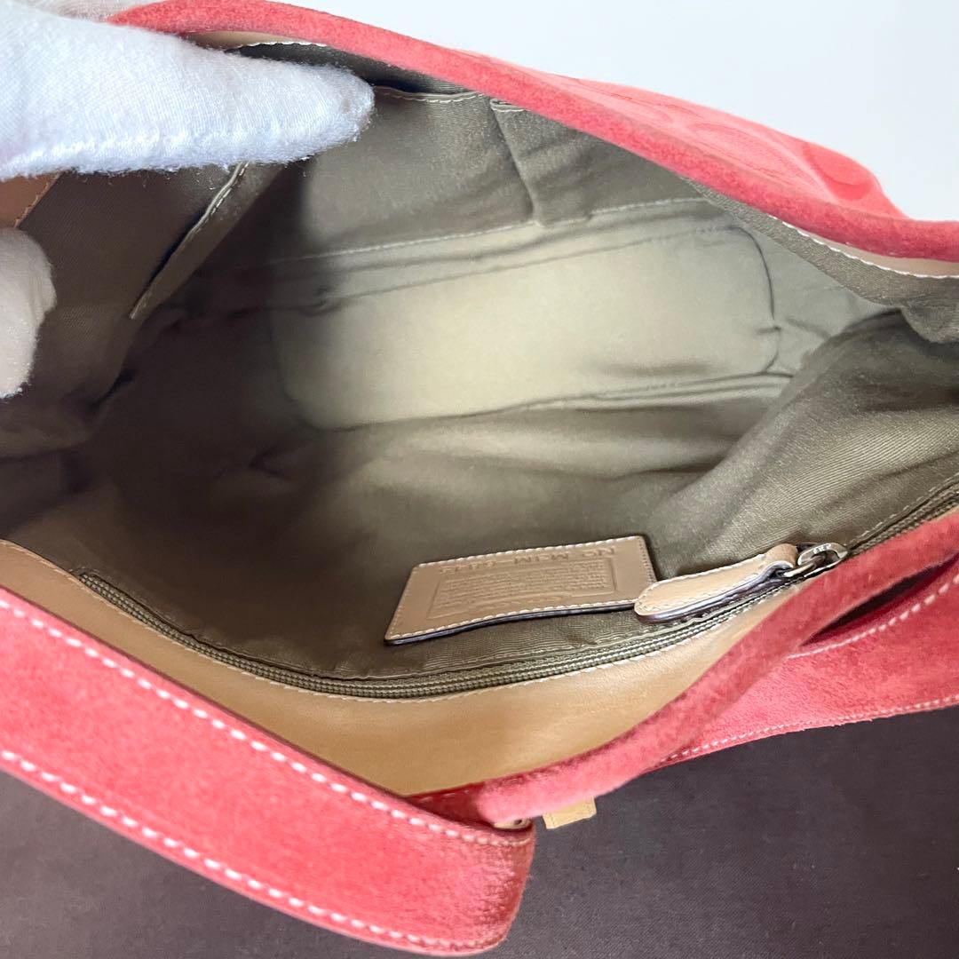 美品✨️COACH ショルダーバッグ アクセサリーポーチ スエード y2k 赤