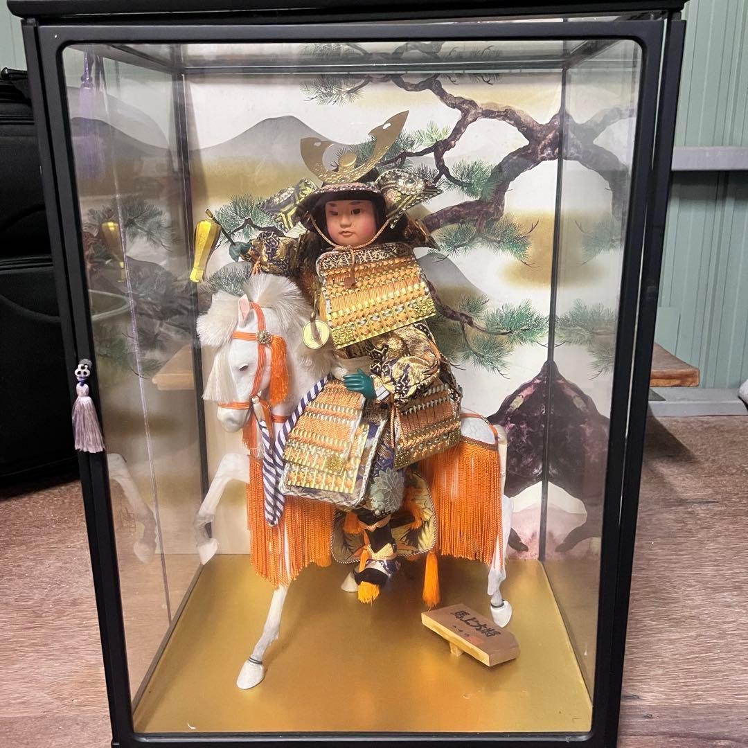 【お宝】美術 武者人形 紫峰作 謹製 馬上大将　日本人形