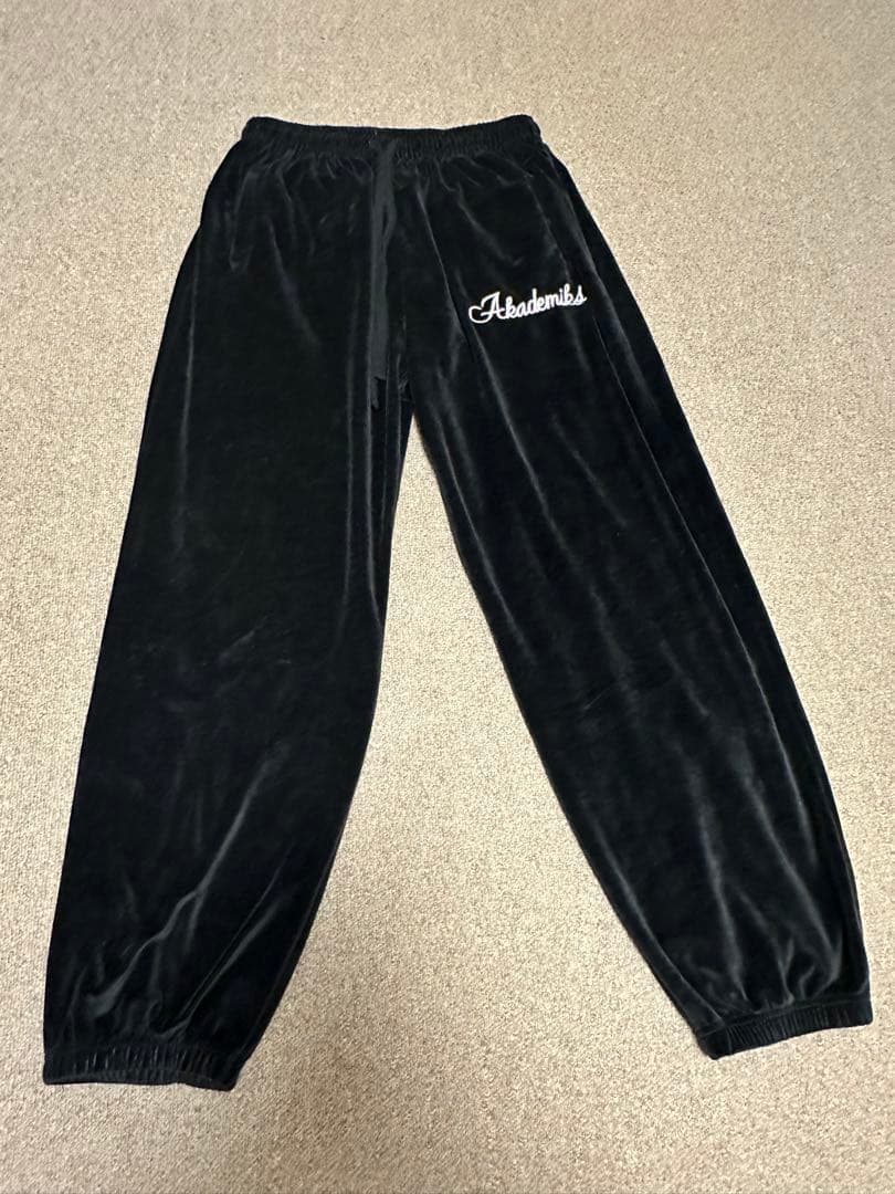 レア！ AKADEMIKS アカデミクス ベロア セットアップ 黒 上下 L