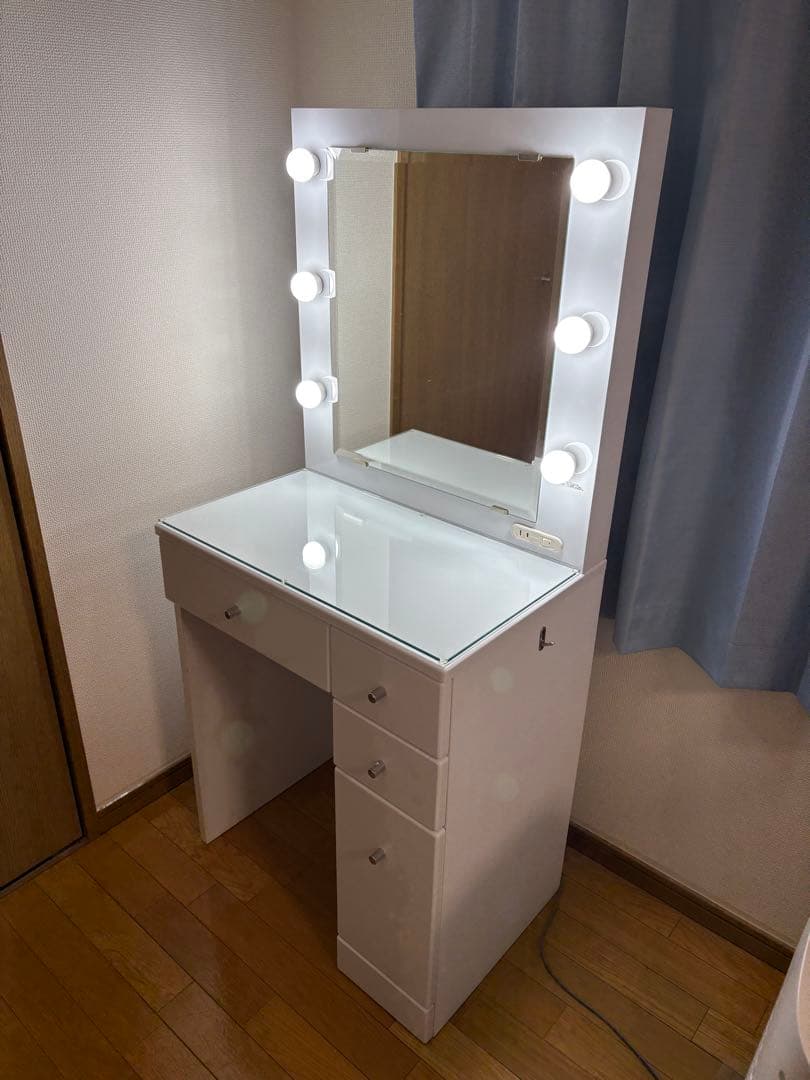 ニトリ ドレッサー LED照明 白 ホワイト 女優ミラー 本体　①