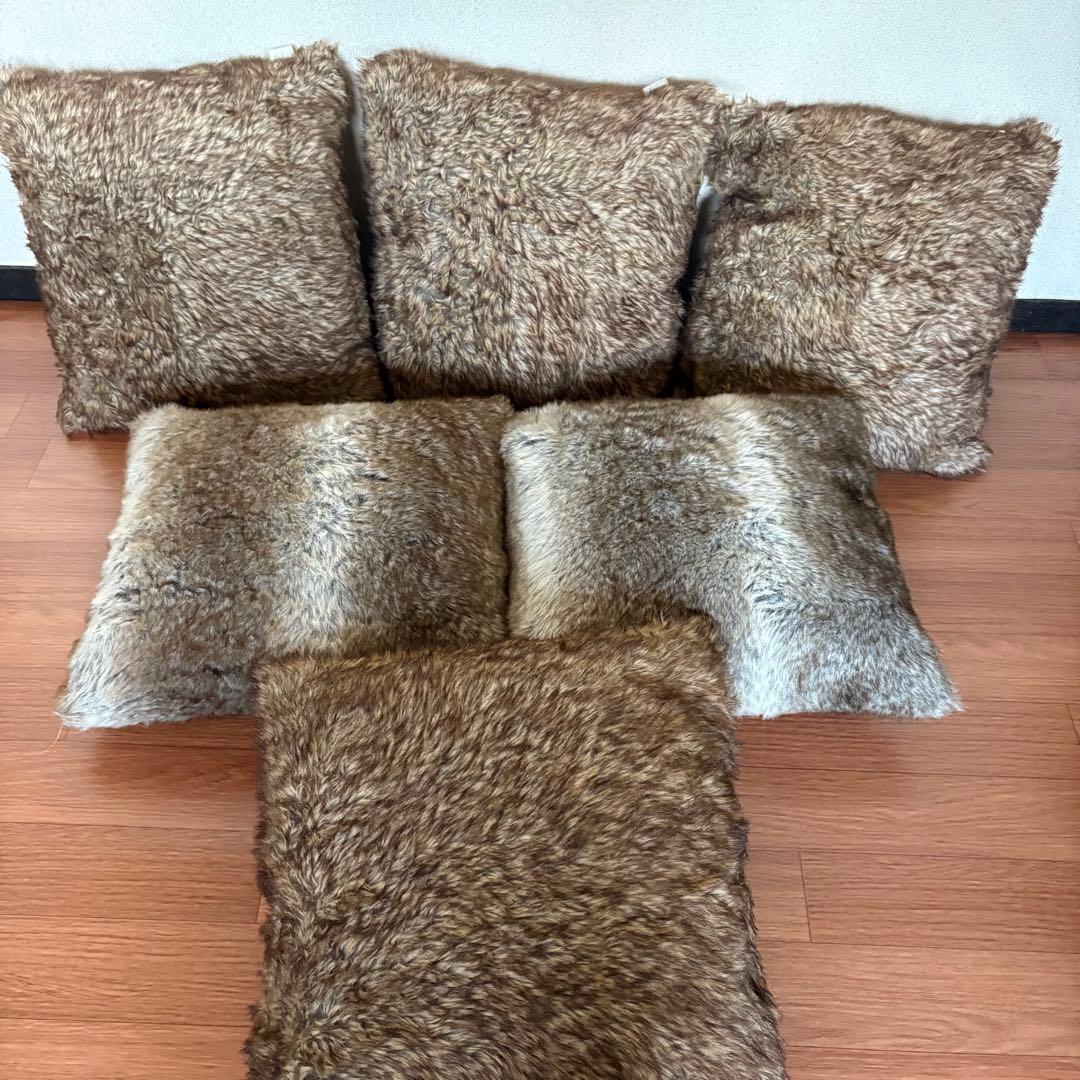 ファー調クッションセット 6個入り　大型　 内フェザー