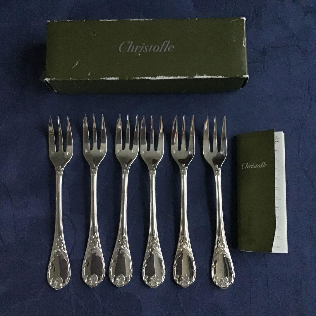 CHRISTOFLE MARLY シルバーコーティングケーキフォーク6本　美品
