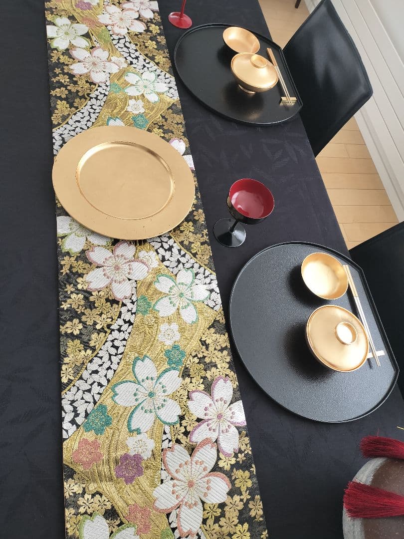 A901逸品‼️西陣織‼️全通‼️リバーシブル‼️テーブルランナー2m9cm