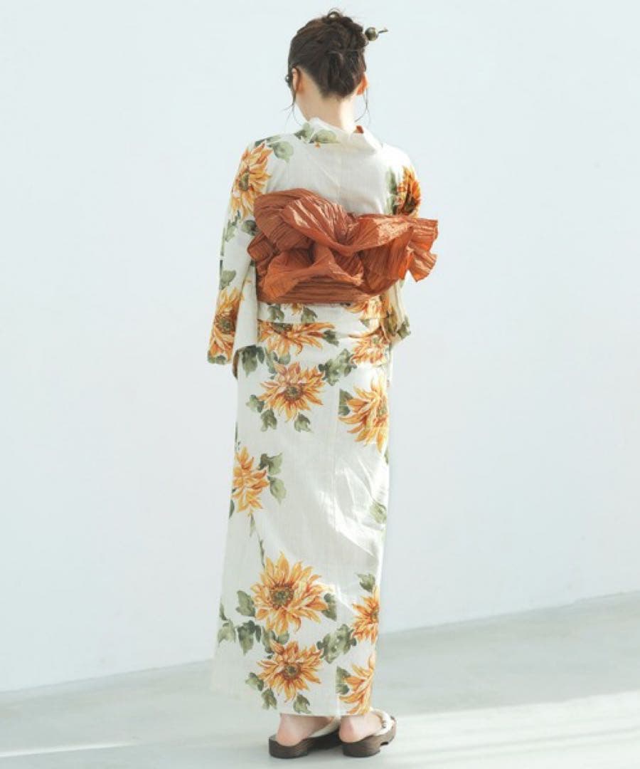 1人で着られる浴衣3点セット 和歌山染工日本染め（浴衣・しわ兵児帯・下駄）【K】