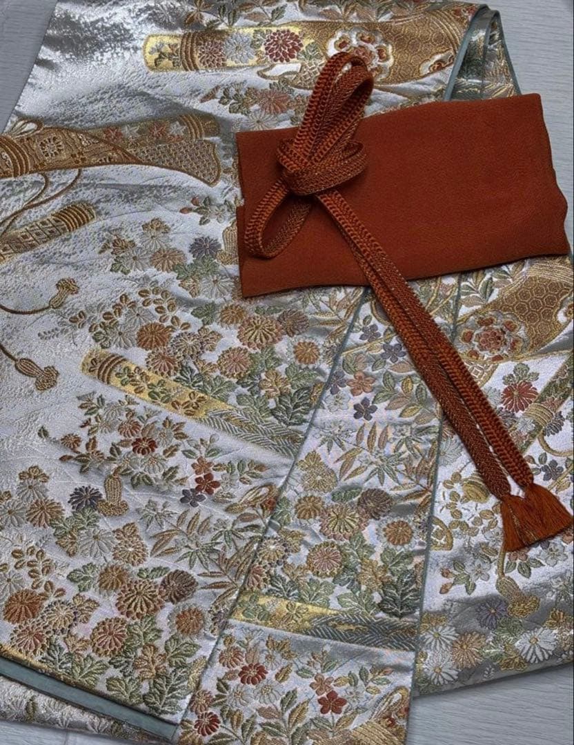 ⭐️華やかフォーマル4点フルセット 正絹訪問着　袋帯　帯締め帯揚げ