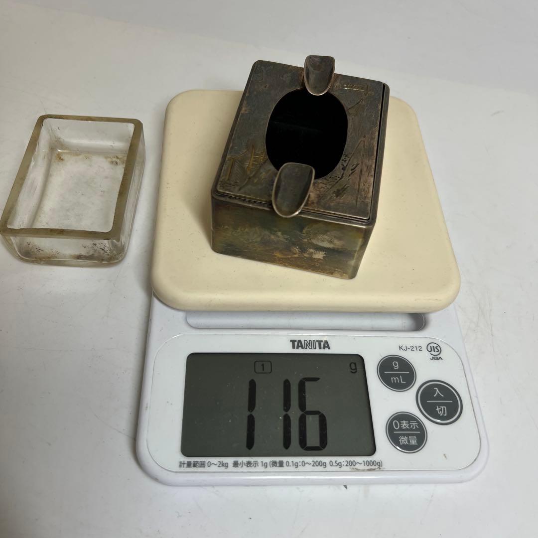 一鶴斎造　銀製　煙草セット　共箱　468g トニカ　東さ8-0126☆2F