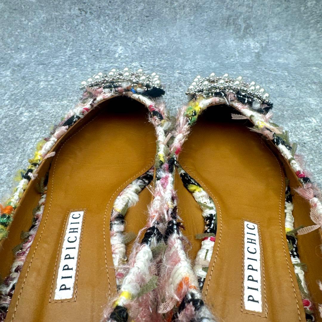 靴 PIPPICHIC Tweed ANNA V JEWERLY Flats 37