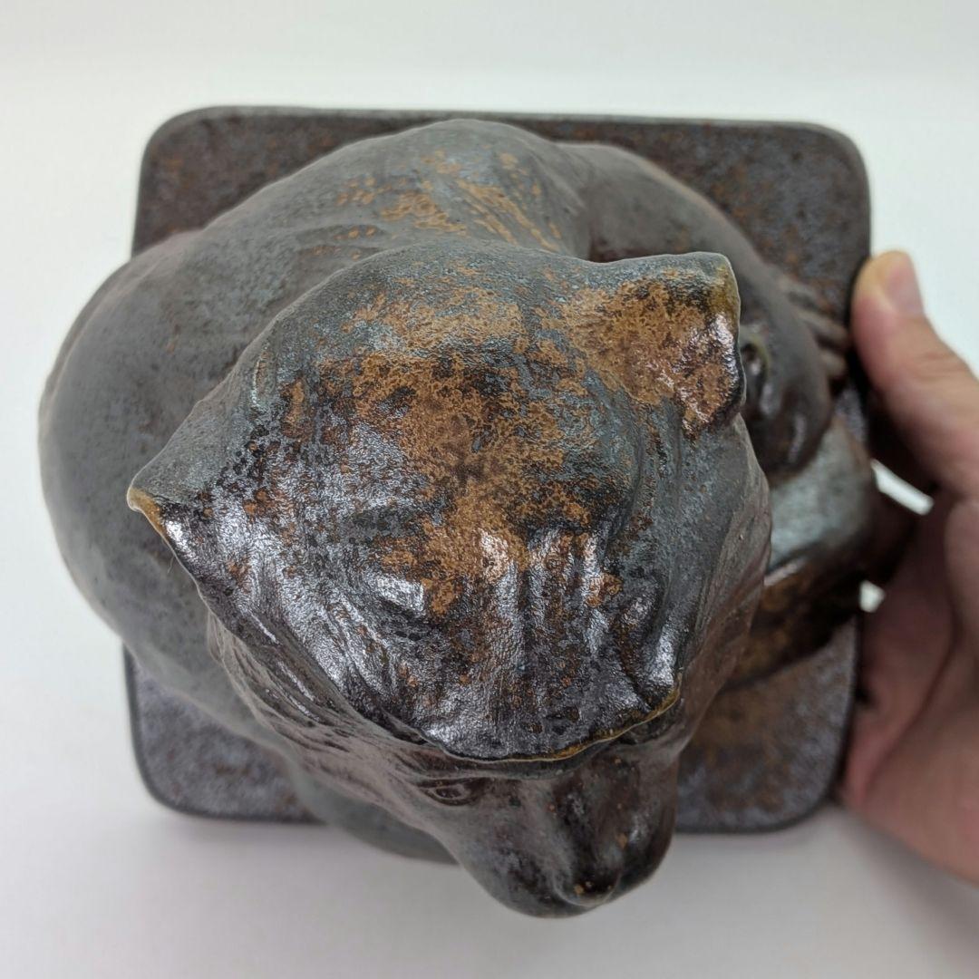 武用君彦 備前焼 干支置物「壬申」 共箱共布栞 申年 親子猿 サル 陶彫 在銘