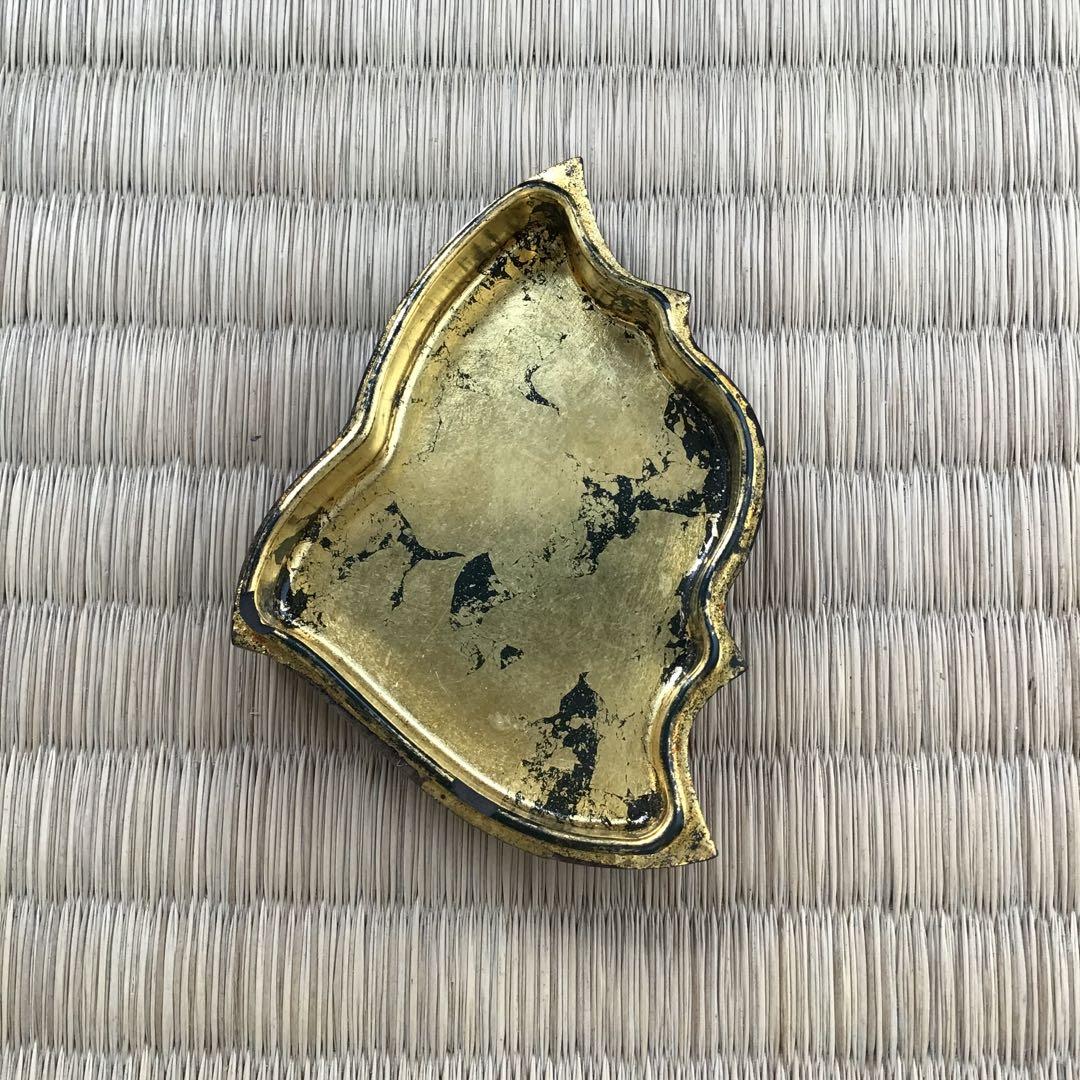 骨董品　茶道具　香合　黒柿千鳥香合　内側金箔(傷)銅板付属　配送桐箱　S97KG