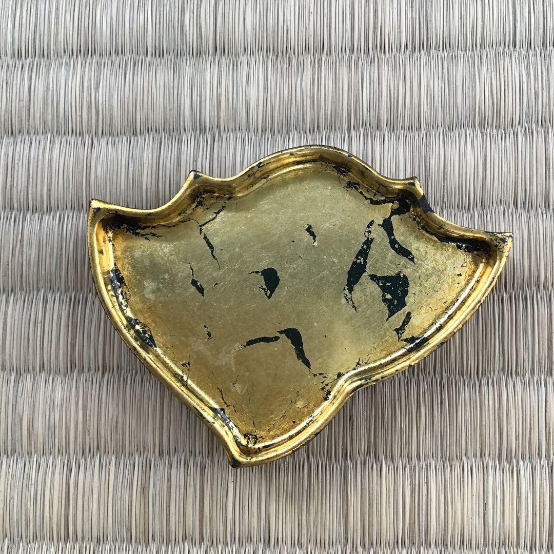 骨董品　茶道具　香合　黒柿千鳥香合　内側金箔(傷)銅板付属　配送桐箱　S97KG