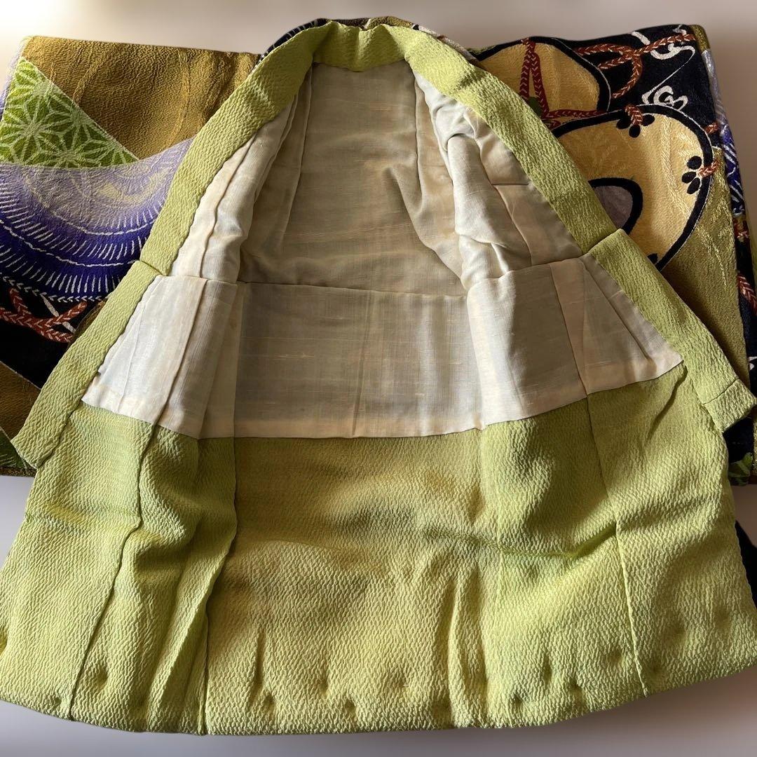 古布　紋縮緬　2枚重ね　人形の着物　13号　103105