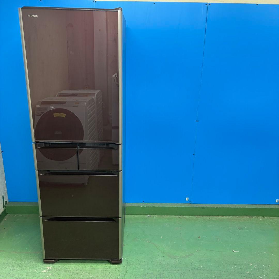 635 鏡面　ガラストップ　5ドア　ファミリー　冷蔵庫　大型　右開き　400L強