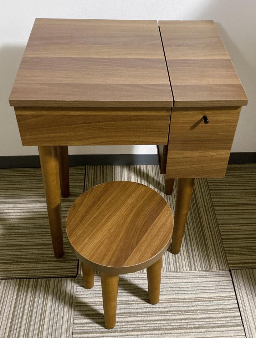 コンパクトドレッサー スツール付 鏡一面 シンプル モダン ダークブラウン