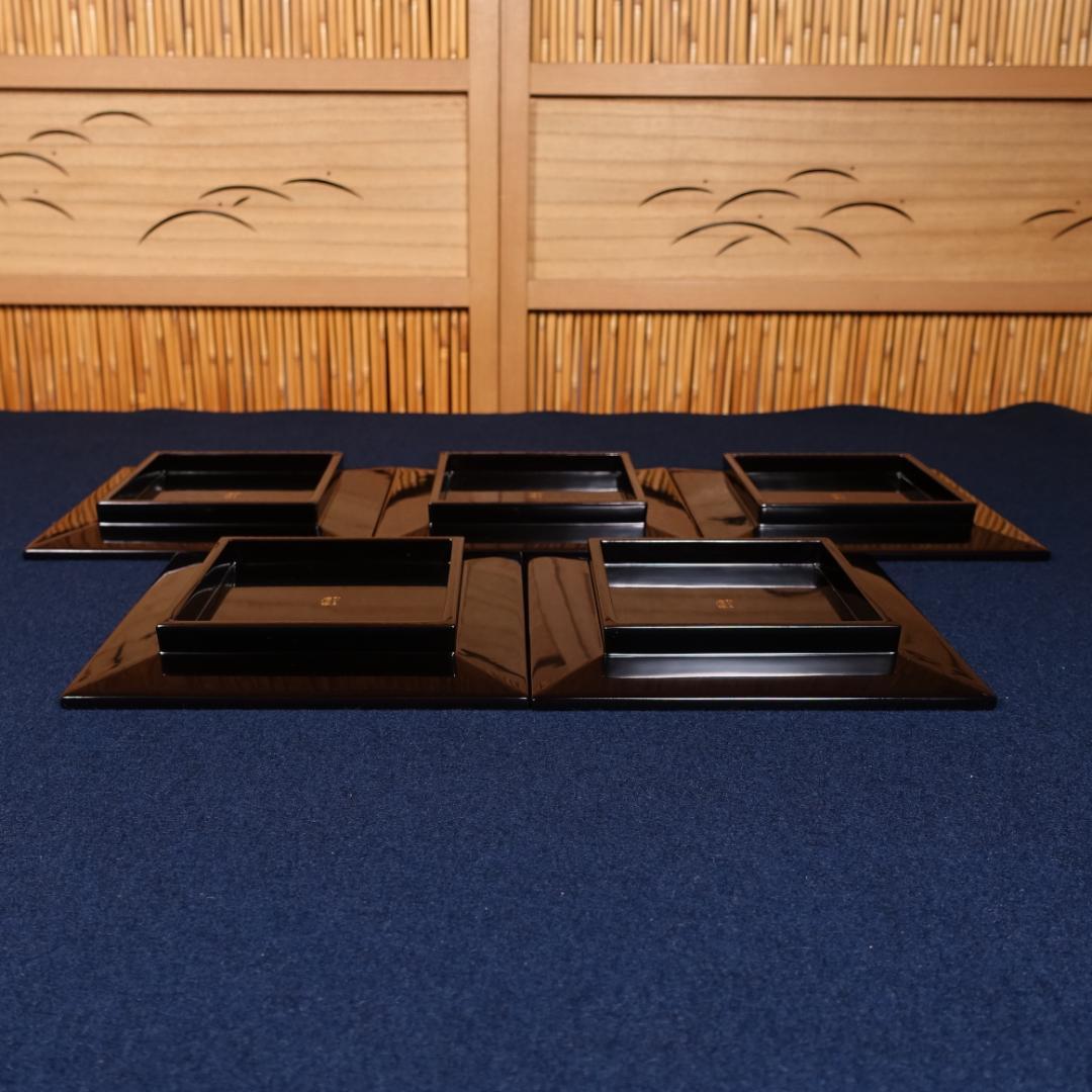 輪島塗 最高峰 慶塚 黒塗 図替 立雛蒔絵 銘々皿 5客 共箱