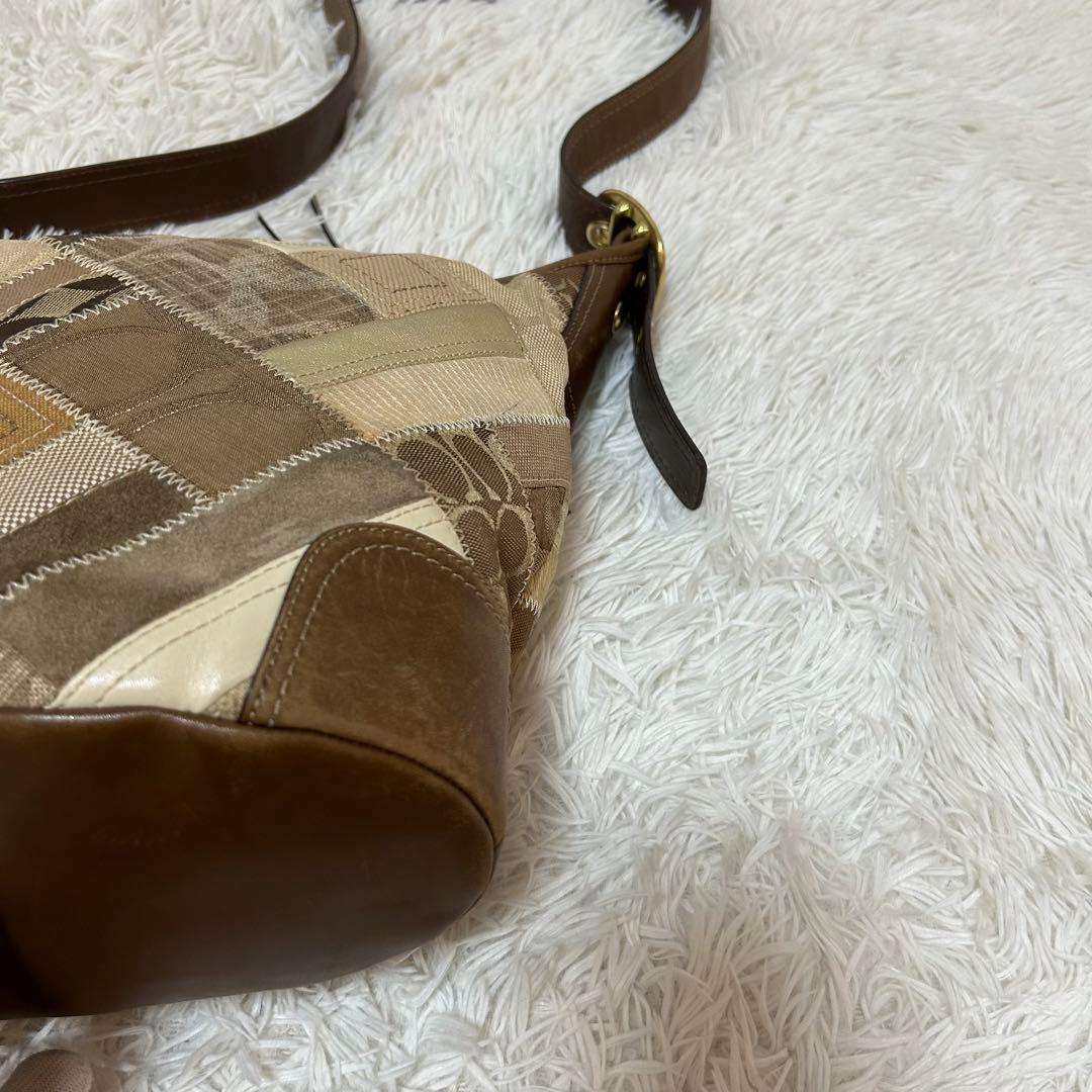 バッグ Coach Signature Patch Work Denim Bucket