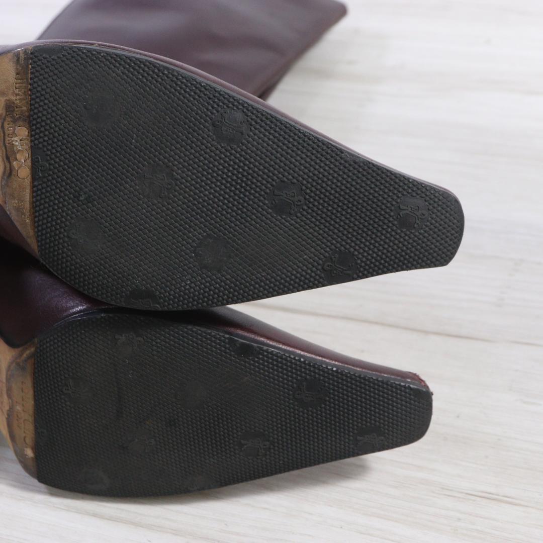 ◆ジミーチュウ　ロングブーツ　レザー　ブラウン　37 1/2 ジップアップ