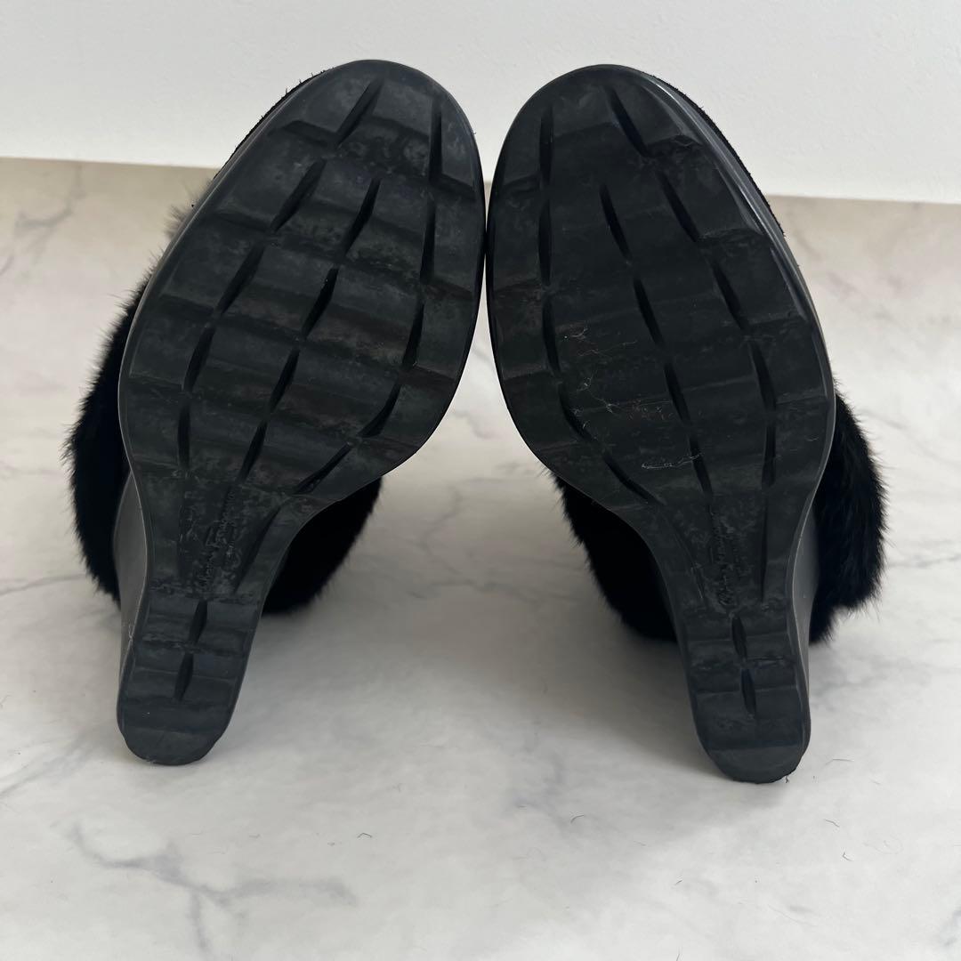 Salvatore Ferragamo ショートファーブーツ ガンチーニ