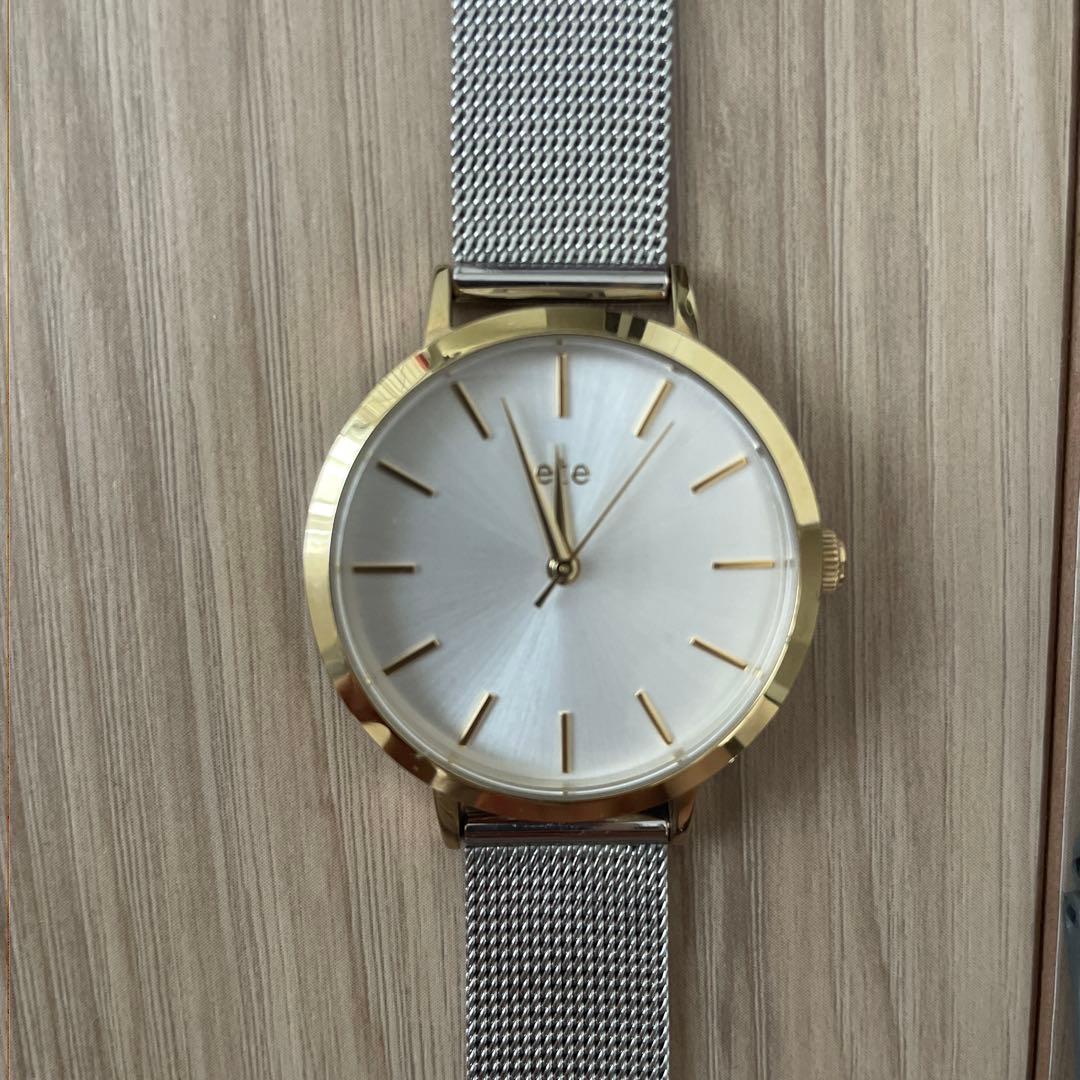 更に値下げ中 ete 腕時計シルバー（ゴールド羅針盤）