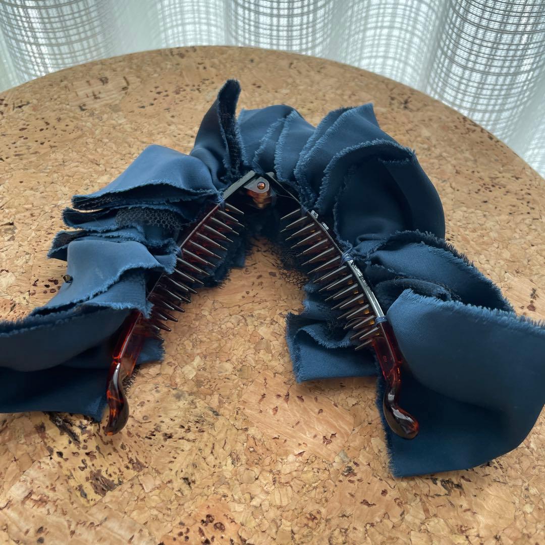 アンジェブルーム Ange Bloom バナナクリップ　 花柄とネイビーの２つ