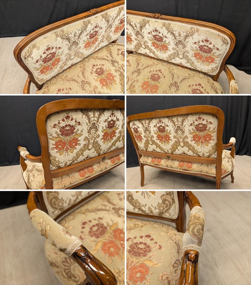 イタリア製　アッティカ　猫脚　ラブソファ　2人掛け　サロンチェア　アームチェア