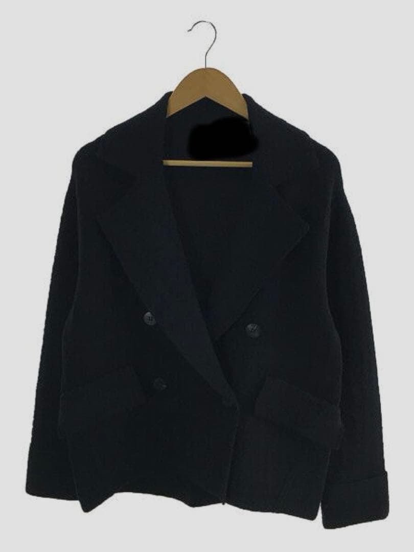 ダブルフェイスジャカードダブルブレストジャケット　デプレ　ネイビー