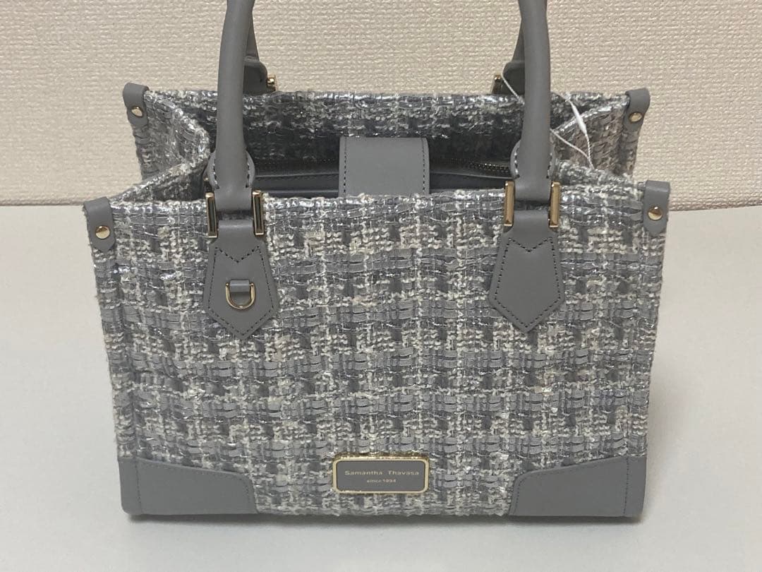 サマンサタバサ ファンシーツイードスクエアハンドバッグ ホリデーコレクション