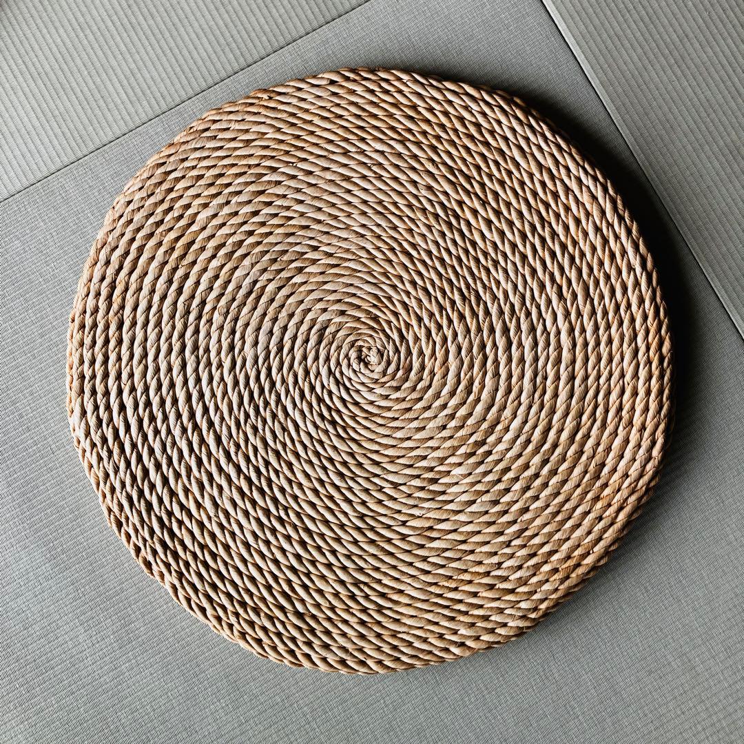 アジアン エスニック ラタン 丸型 座布団 円座 クッション 藁　網代編み　藤