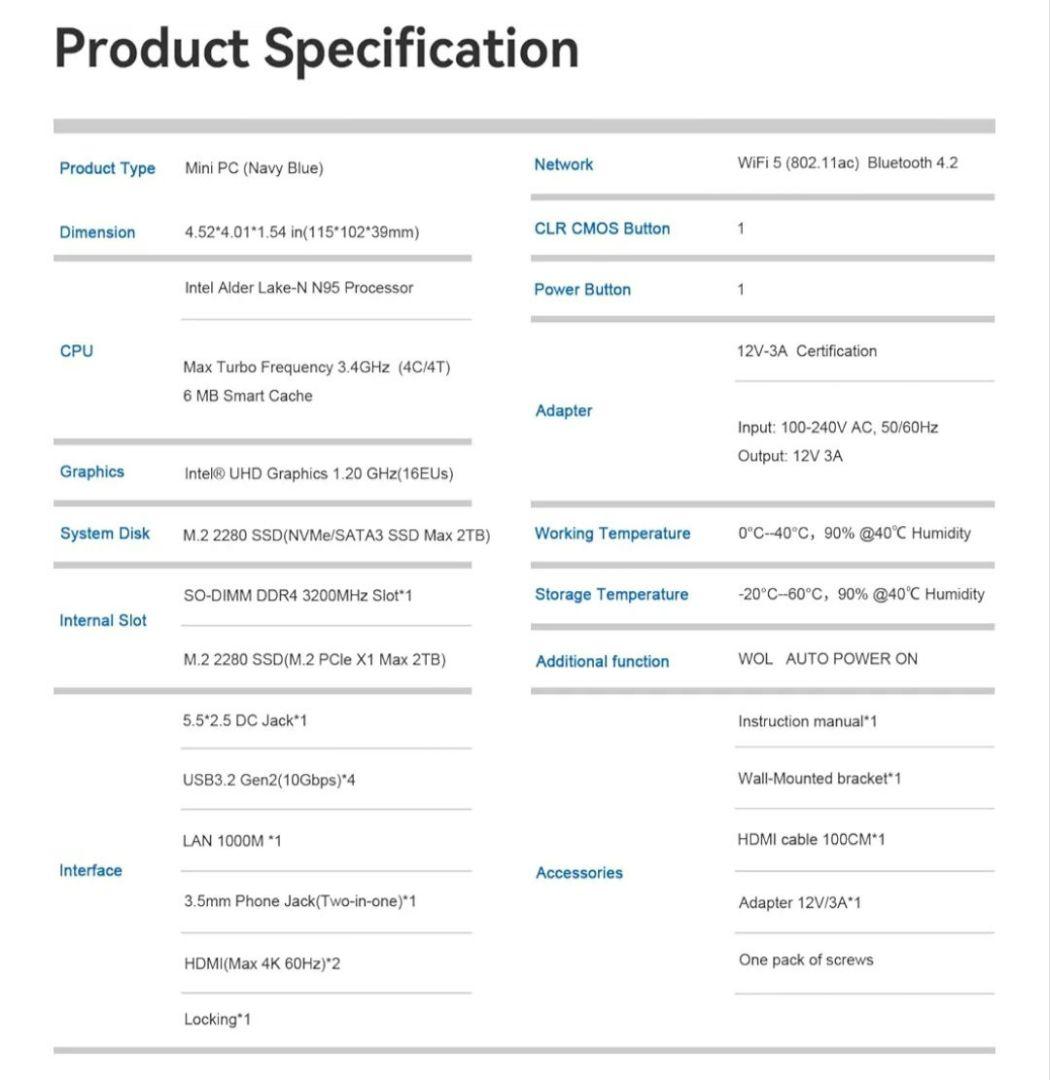 2TB SSD 換装済み Beelink MINI S12 ミニboxPC