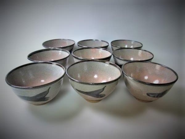 絵唐津 楽山釜 数茶碗 9客 茶道具 抹茶茶碗 茶碗