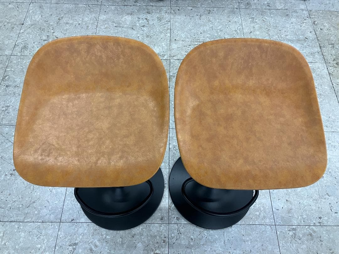 カウンターテーブルセット イス×2 ブラウン