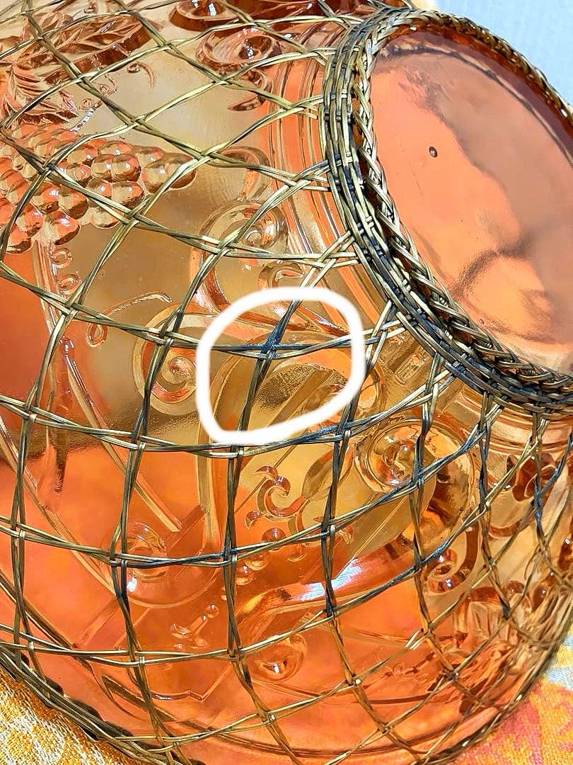 フルーツ皿　菓子皿　ガラス製　ぶどう柄　ヴィンテージ　アンティーク