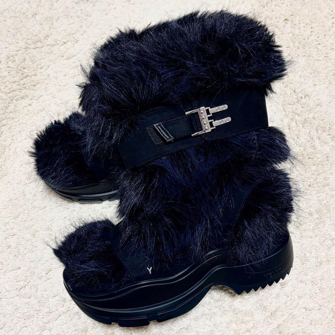 完売品　YELLO ファーブーツ 黒　M ブラック