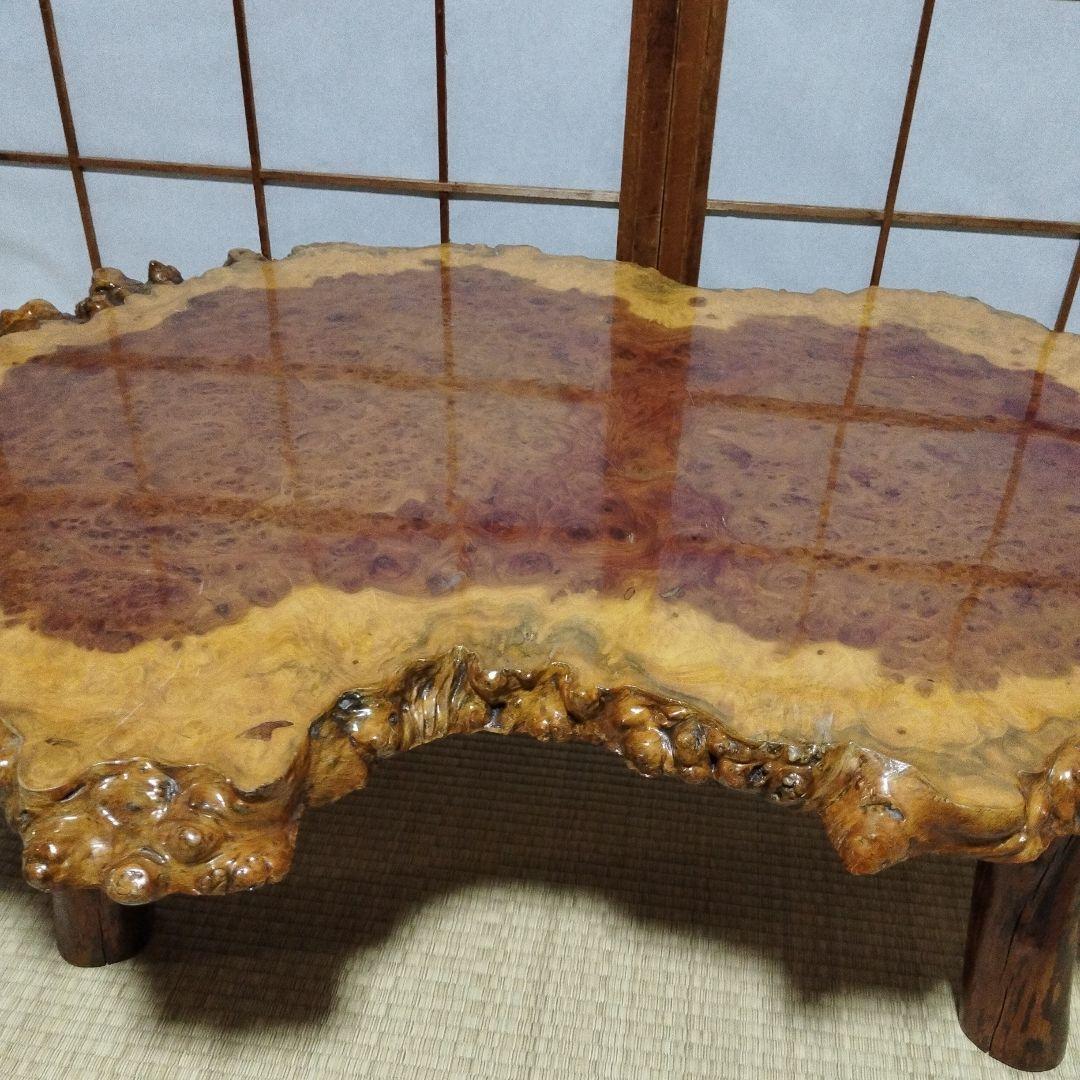 厚み4cm 花梨　瘤杢　座卓　一枚板　天然木　ローテーブル