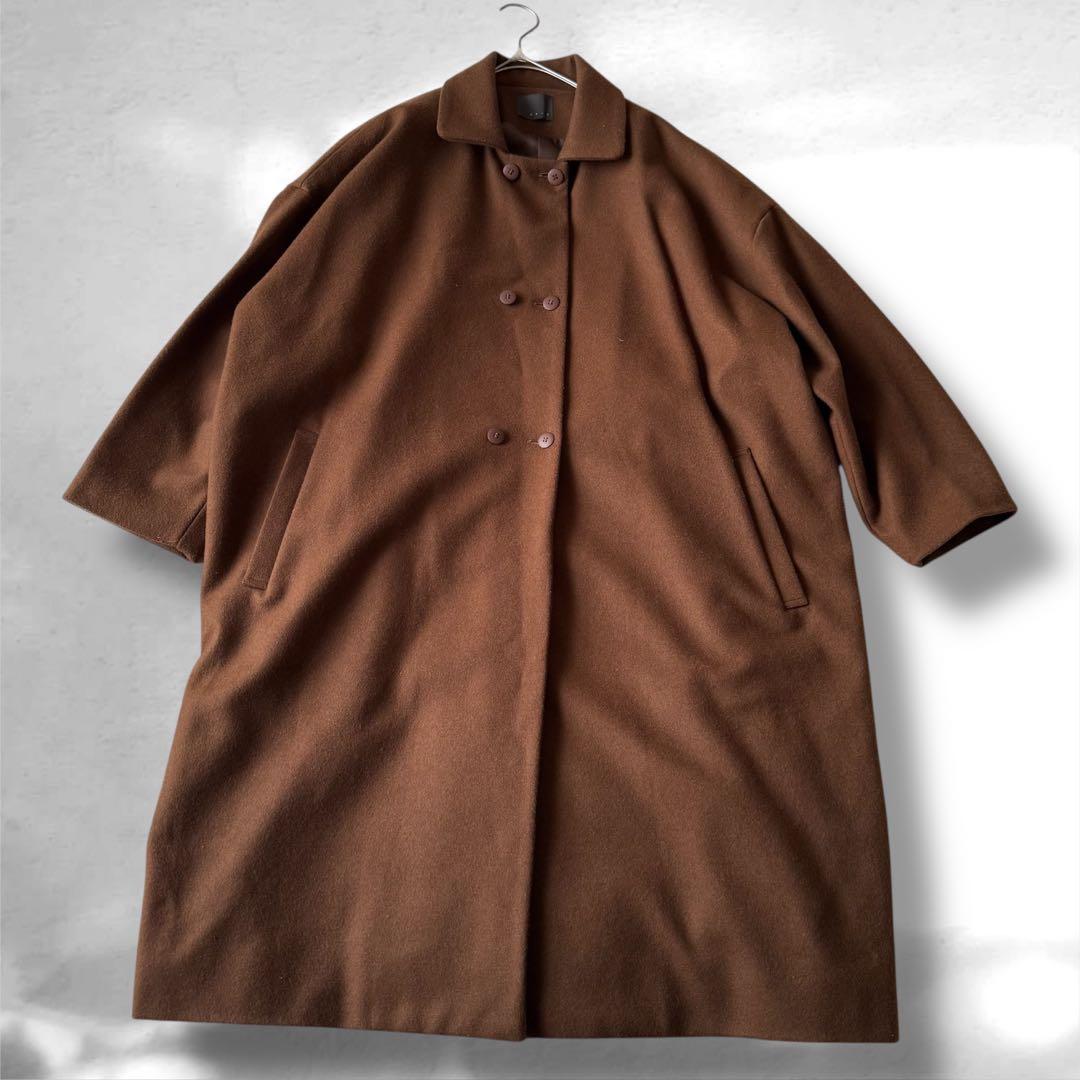 【未使用級】オローネ 6つボタンのバルーンコート　ウール　日本製　ブラウン