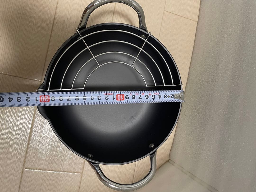 【新品・未使用】鐵兎堂 鉄 てんぷら鍋網付 20cm 極JAPAN リバーライト