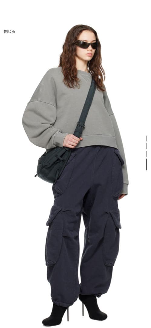 早い者勝ち　entire studios グレー クロップド box スウェット