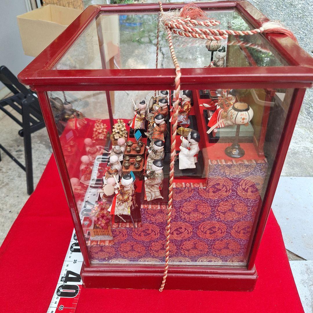 ミニ　雛人形セット ガラスケース付き　昭和レトロ