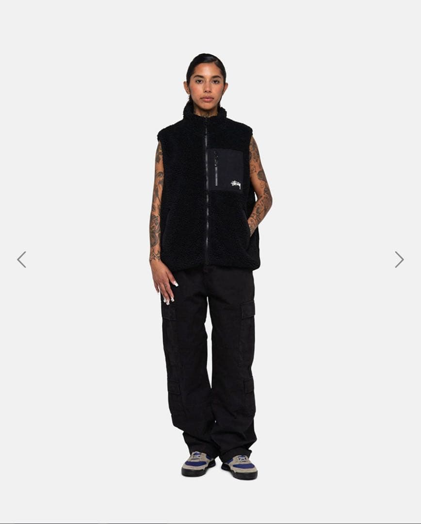 最終価格 stussy sherpa reversible vest Black