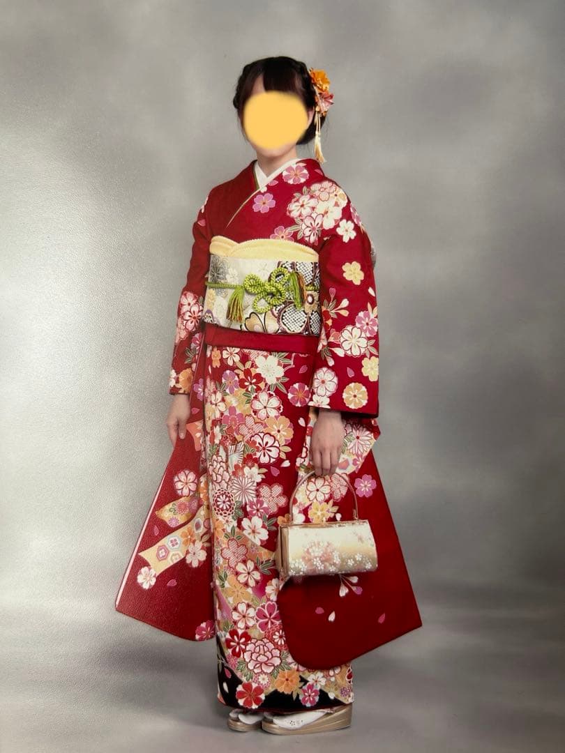 【まる】振袖セット 帯 長襦袢 ショール 草履 バッグ 冬草履 成人式