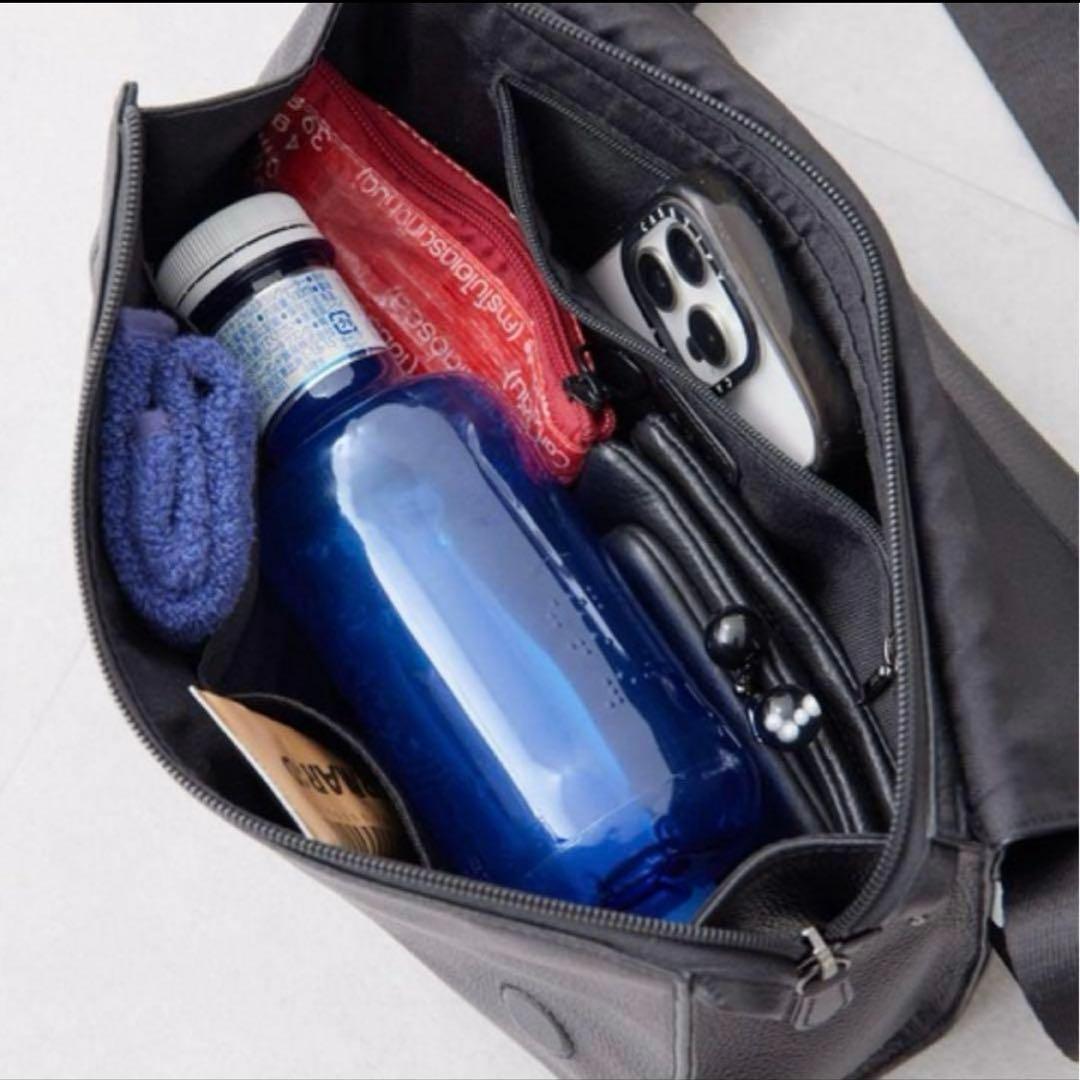 イアパピヨネ 柄ワイドテープショルダーバッグ 本革 ボディバッグ キャメル