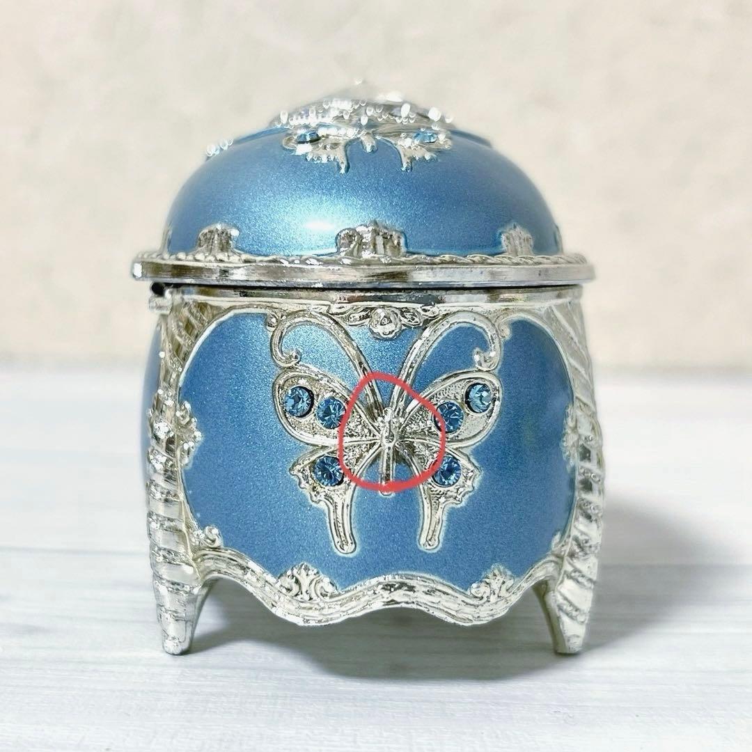 スワロフスキー アンチモニー だ円 オルゴール 宝石箱 ブルー 星に願いを 水色